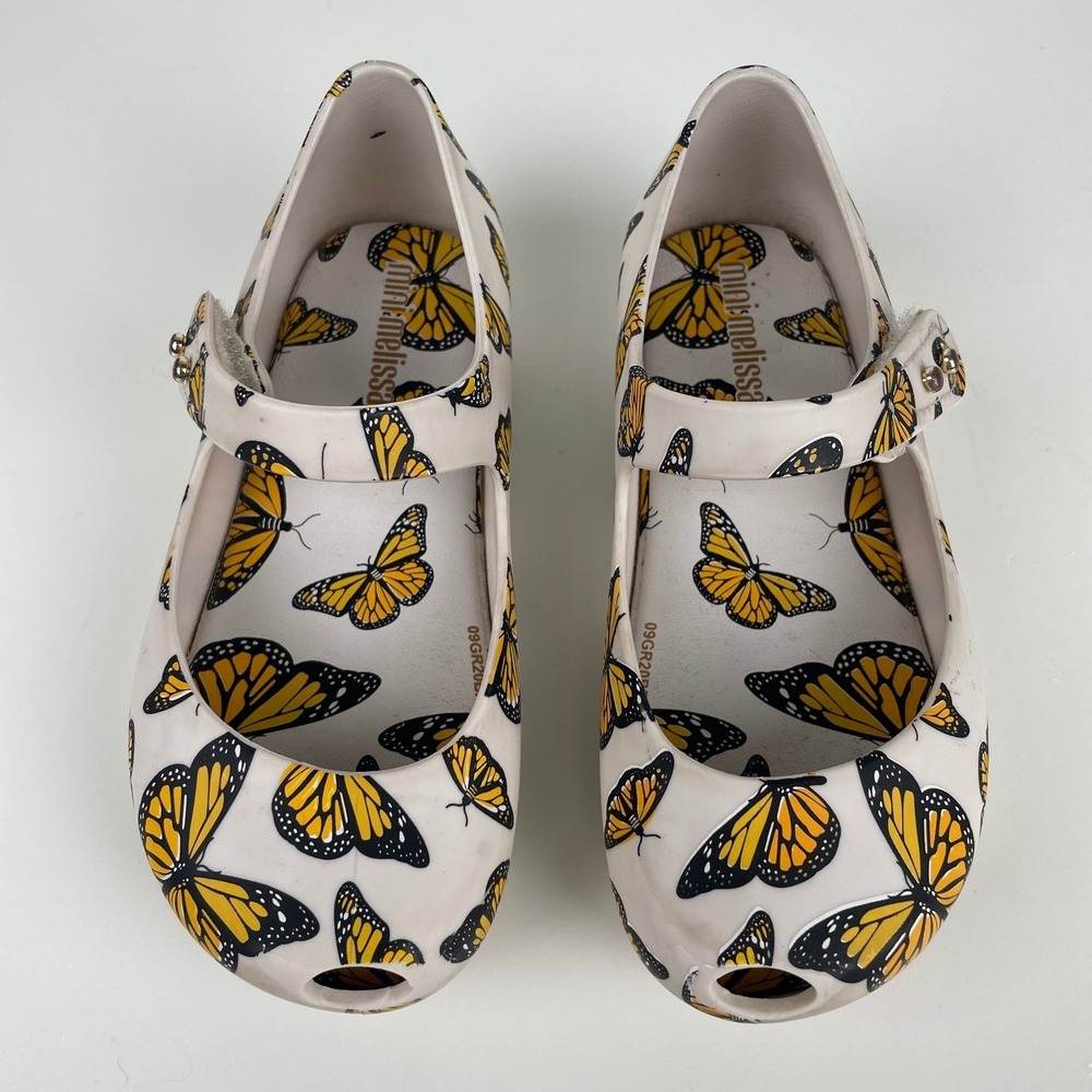 Mini Melissa Toddler Monarch Butterfly Mary Jane Jelly Scented Shoes White US 9